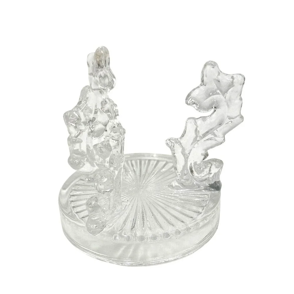 Clear Glass Crystal‎ Display Stand Holder Ornate Acanthus Leaf Design